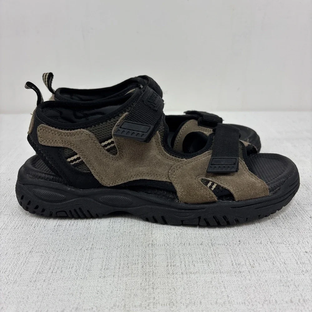 Nature Trek Mens Size 10 Hiking Outdoor Sandal Hook & Loop Brown & Black‎ EUC